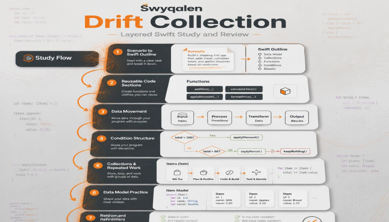 Swygdalen Drift Collection educational infographic on a white background