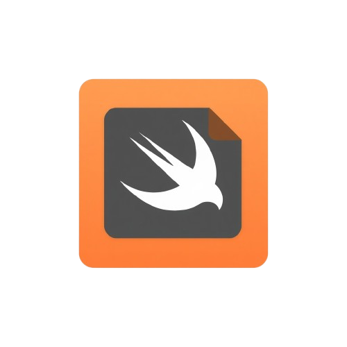 Swift programming language logo with a white bird on an orange square background