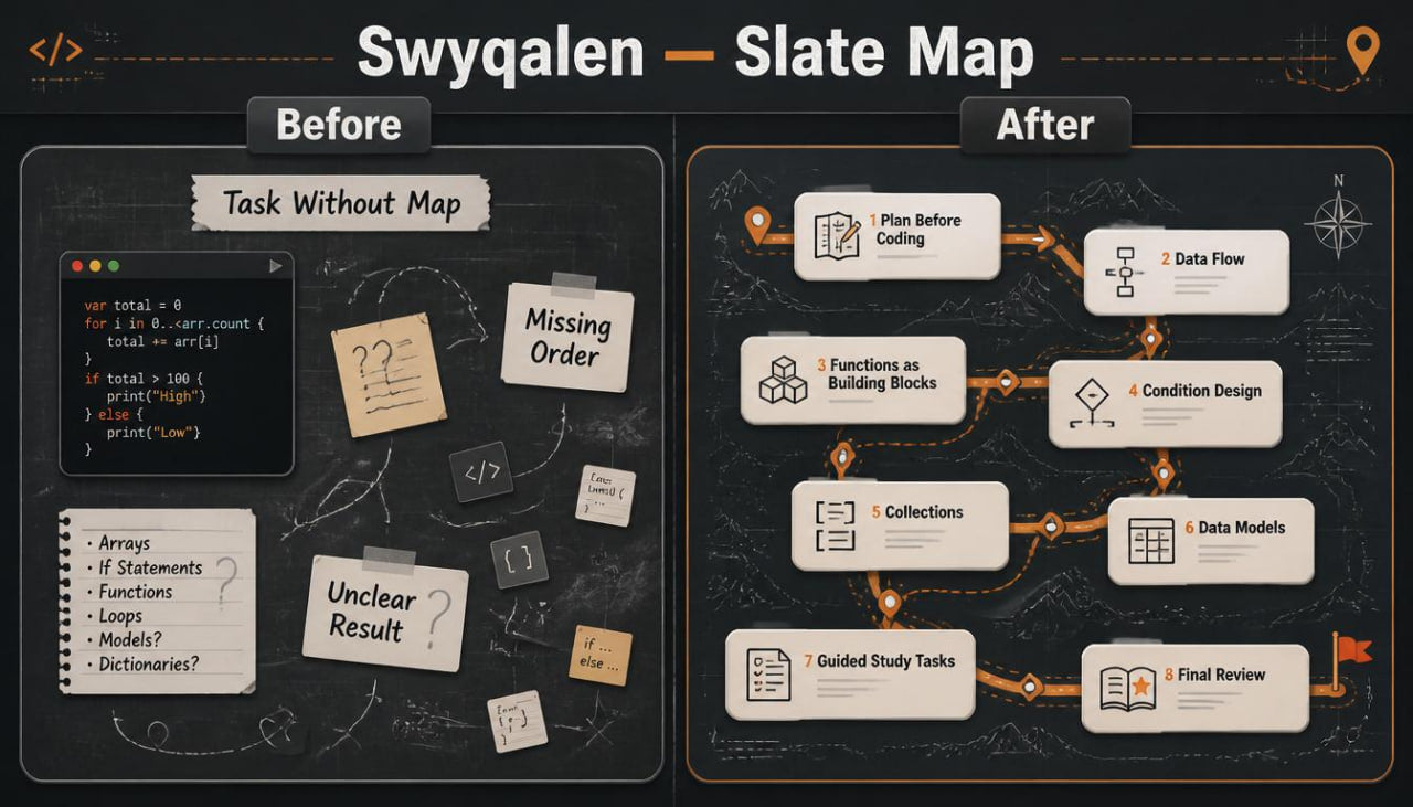 Swyqalen Slate Map before and after comparison on a dark background